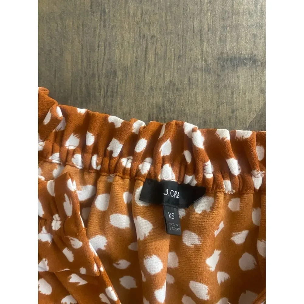 J. Crew Rust Brown Dot Print Long-Sleeve Blouse